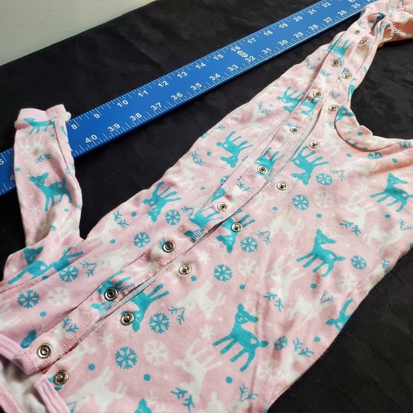 Joe Fresh Footed Baby Sleeper, Pink Teal White Fawn Snowflake, 12-18 months - Picture 4 of 5